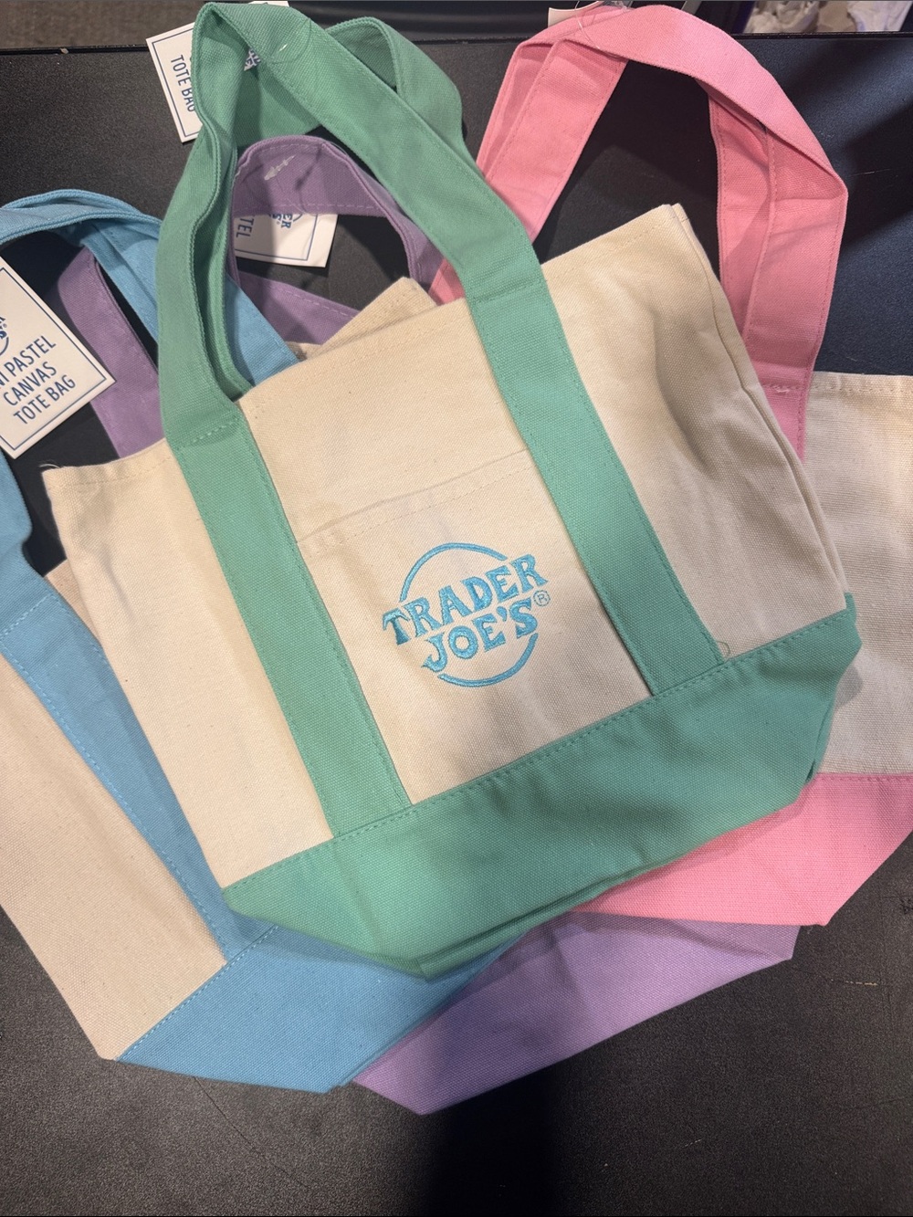 Trader Joe’s Pastel Canvas Mini Tote Bag Set